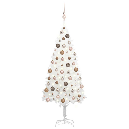 Artificial Pre-lit Christmas Tree with Ball Set White 70.9"