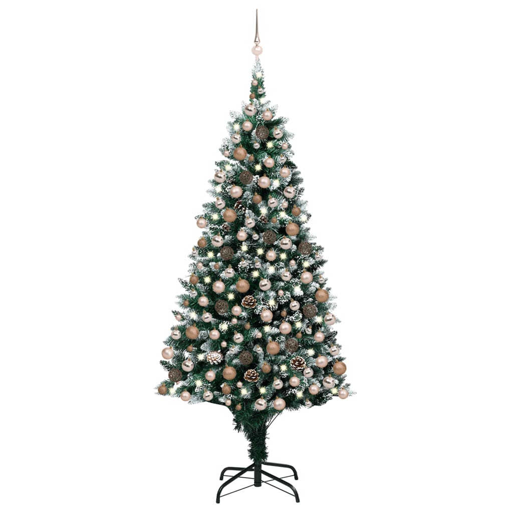 Artificial Pre-lit Christmas Tree with Ball Set&Pine Cones 94.5"