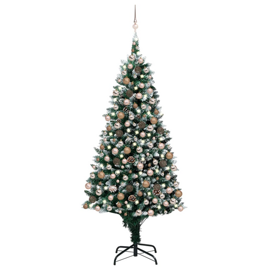 Artificial Pre-lit Christmas Tree with Ball Set&Pine Cones 82.7"