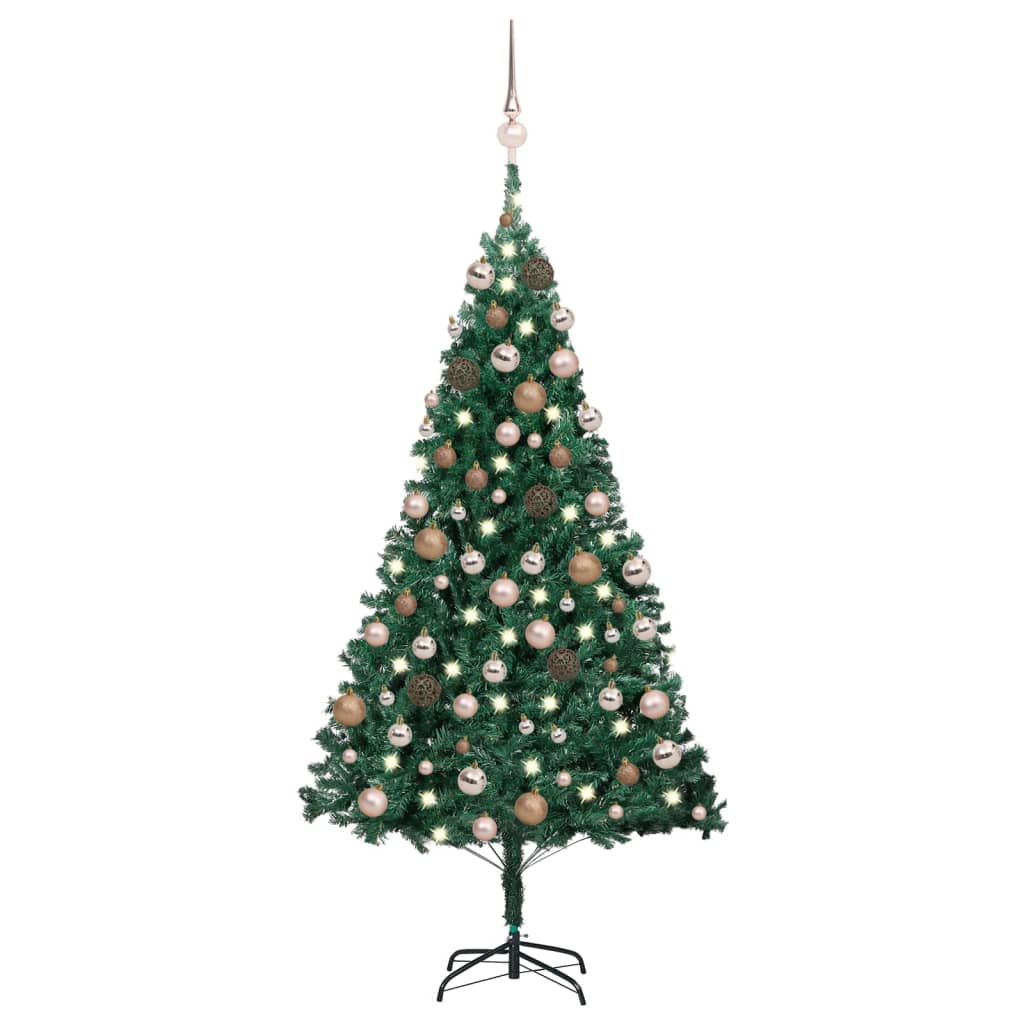 Artificial Pre-lit Christmas Tree with Ball Set Green 47.2" PVC