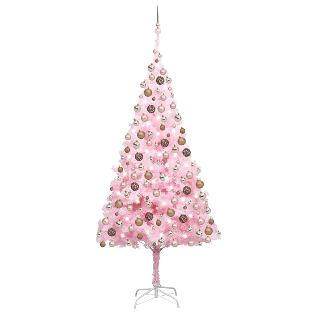 Artificial Pre-lit Christmas Tree with Ball Set Pink 82.7" PVC