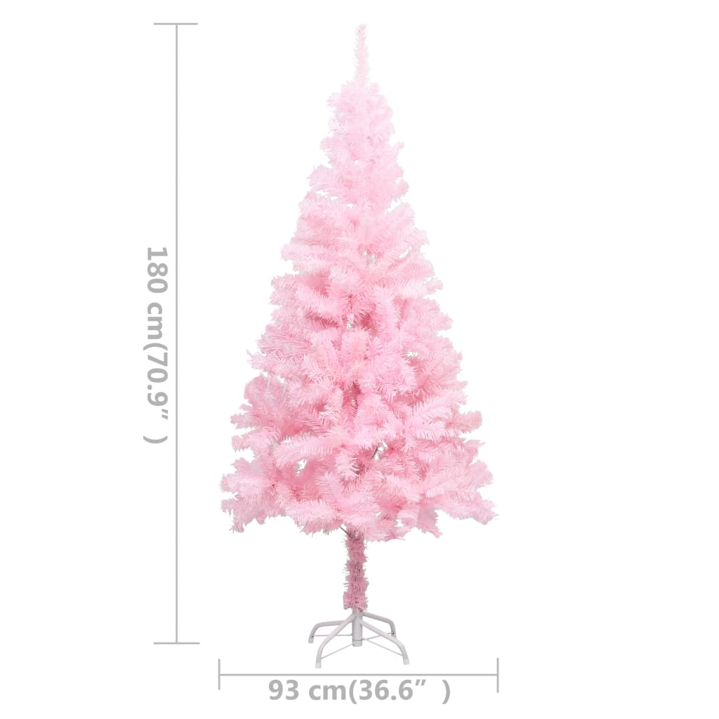 Artificial Pre-lit Christmas Tree with Ball Set Pink 70.9" PVC