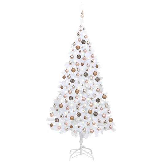 Artificial Pre-lit Christmas Tree with Ball Set White 82.7" PVC