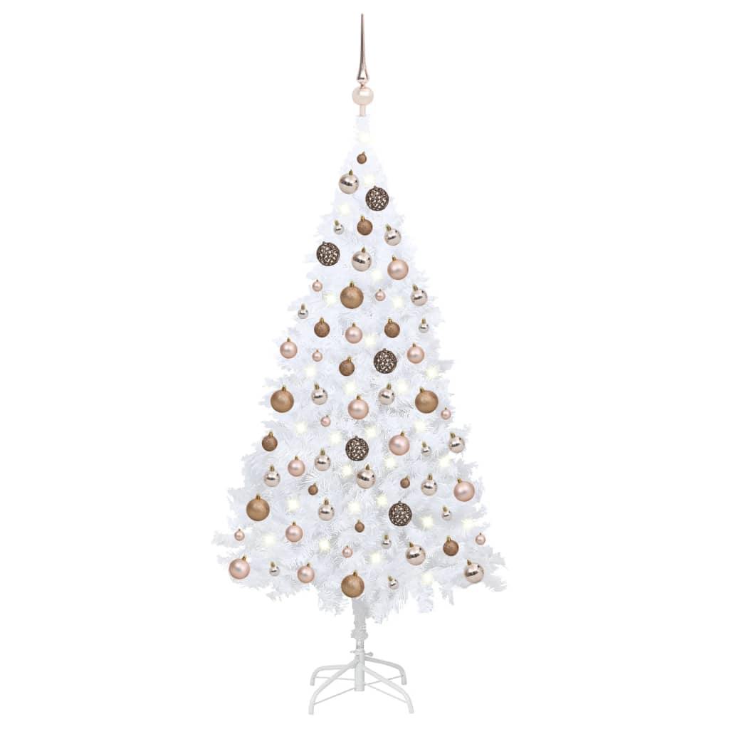 Artificial Pre-lit Christmas Tree with Ball Set White 59.1" PVC