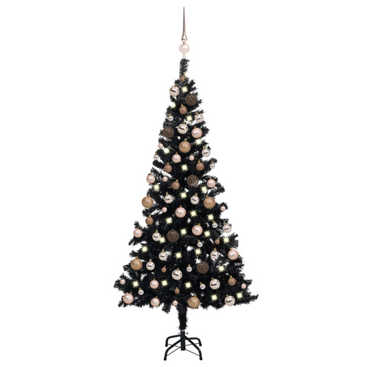 Artificial Pre-lit Christmas Tree with Ball Set Black 59.1" PVC