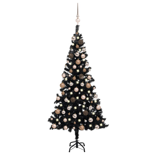 Artificial Pre-lit Christmas Tree with Ball Set Black 47.2" PVC