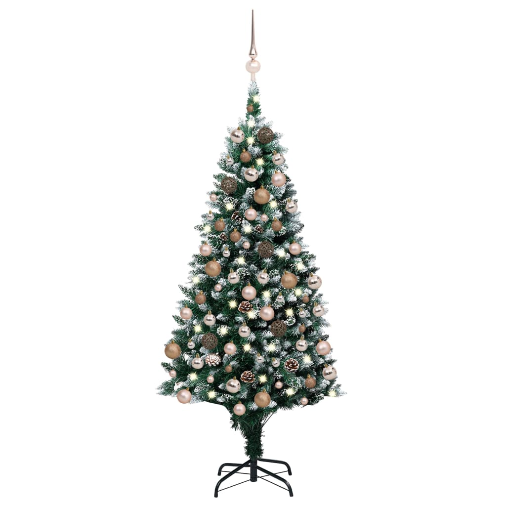 Artificial Pre-lit Christmas Tree with Ball Set&Pine Cones 59.1"