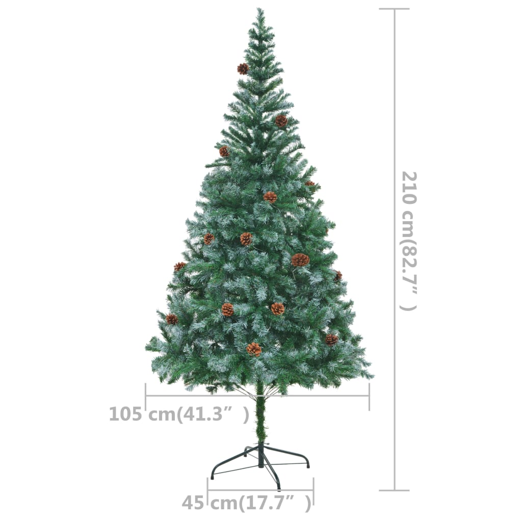 Artificial Pre-lit Christmas Tree with Ball Set Pinecones 82.7"