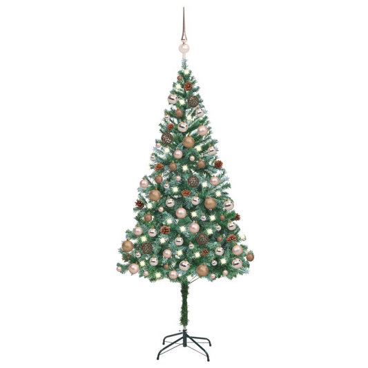 Artificial Pre-lit Christmas Tree with Ball Set Pinecones 70.9"