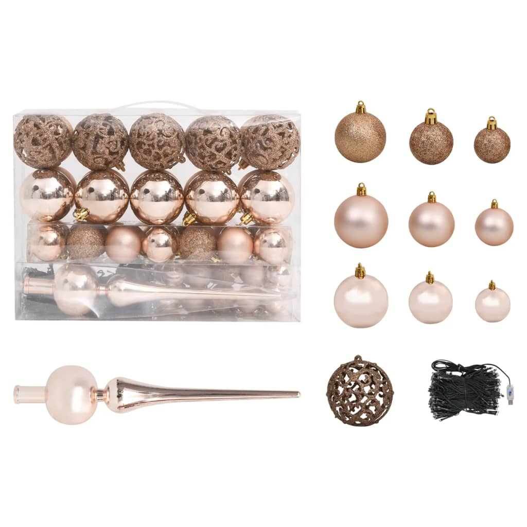 Artificial Pre-lit Christmas Tree with Ball Set Pinecones 70.9"