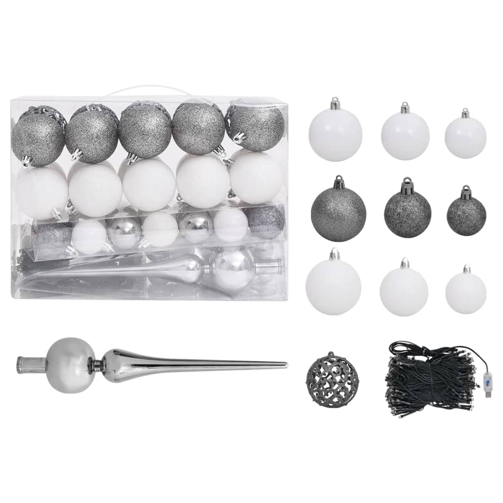 Artificial Pre-lit Christmas Tree with Ball Set Black 59.1" PVC