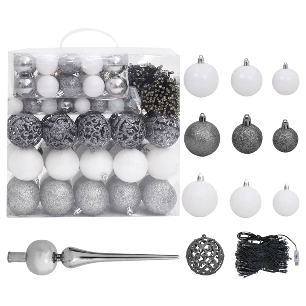 Artificial Pre-lit Christmas Tree with Ball Set Black 94.5" PVC