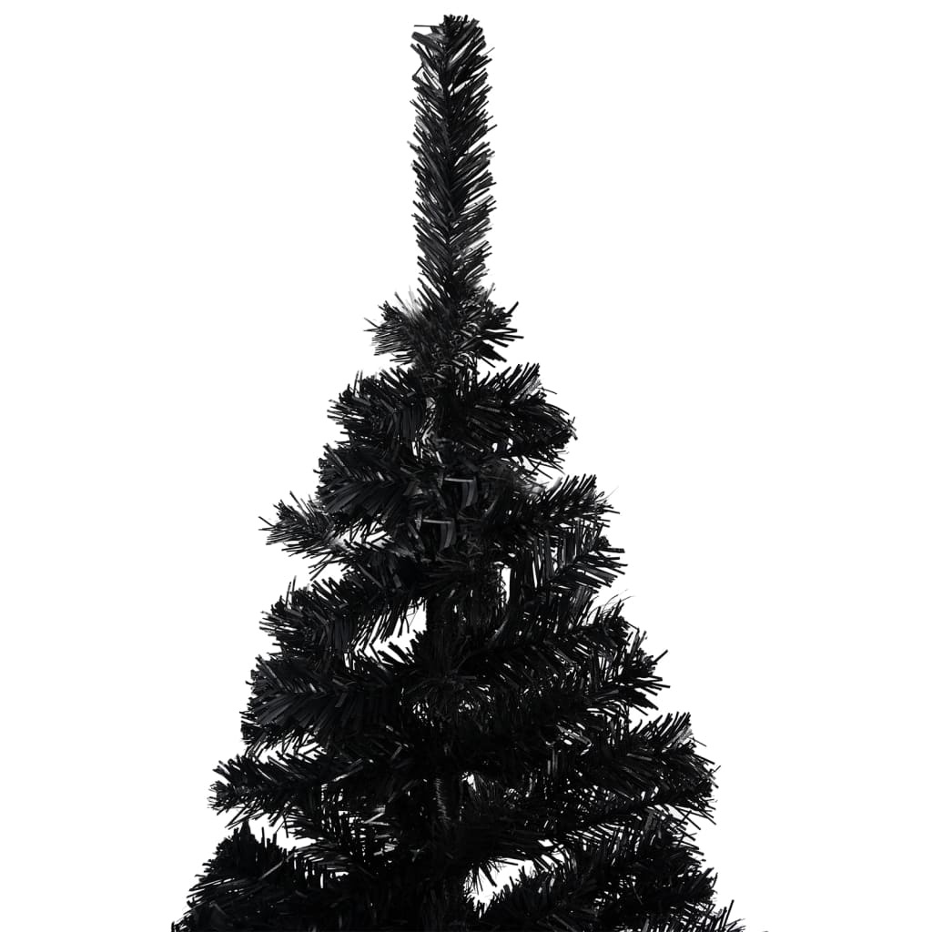 Artificial Pre-lit Christmas Tree with Ball Set Black 70.9" PVC