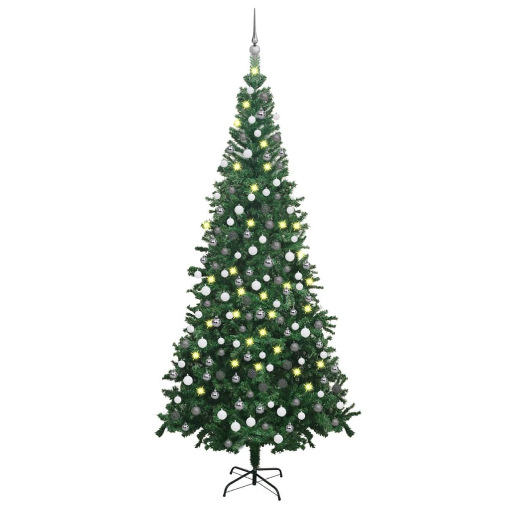 Artificial Pre-lit Christmas Tree with Ball Set L 94.5" Green