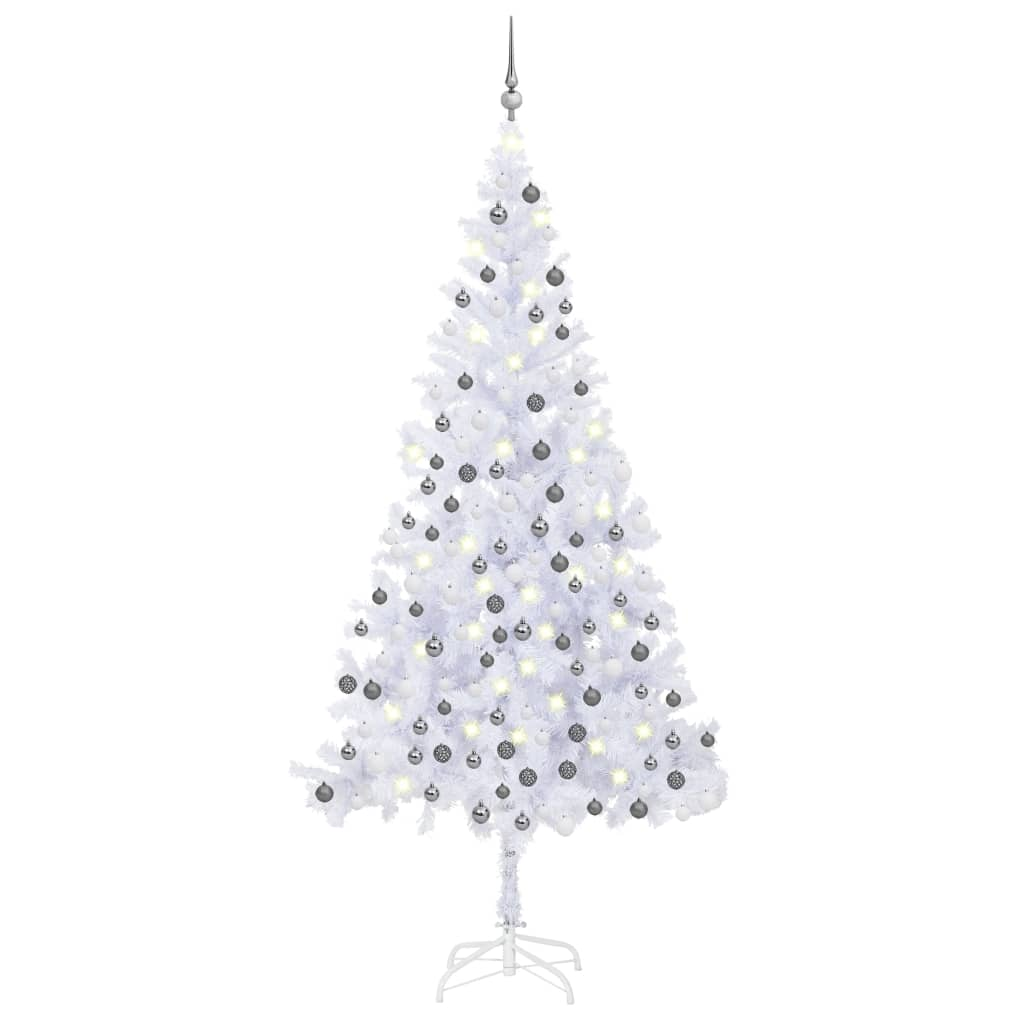 Artificial Pre-lit Christmas Tree with Ball Set L 94.5" White