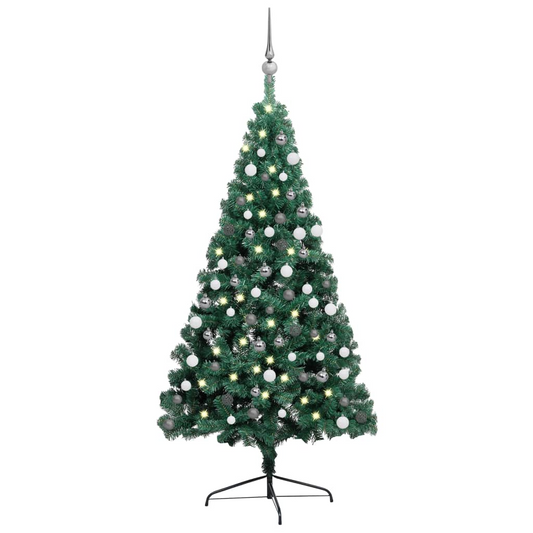 Artificial Half Pre-lit Christmas Tree with Ball Set Green 82.7"