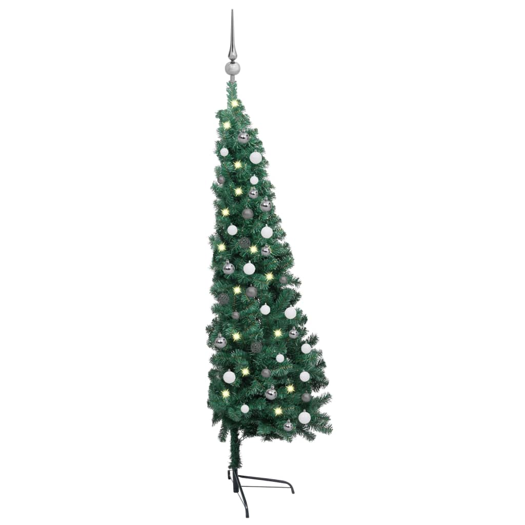 Artificial Half Pre-lit Christmas Tree with Ball Set Green 82.7"