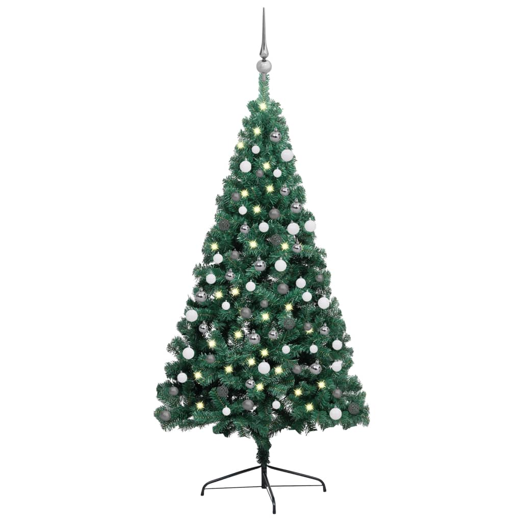 Artificial Half Pre-lit Christmas Tree with Ball Set Green 59.1"