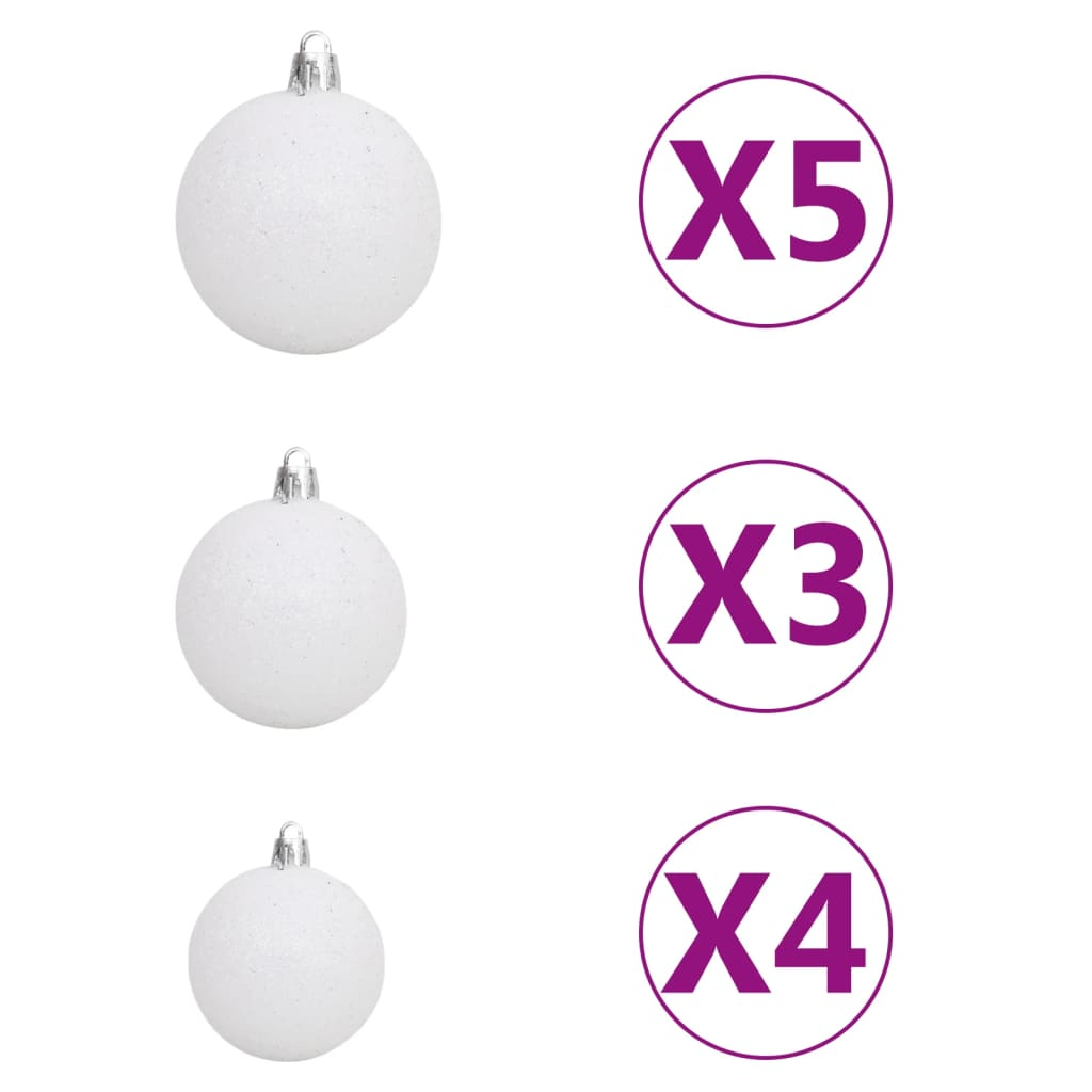 Artificial Half Pre-lit Christmas Tree with Ball Set White 70.9"