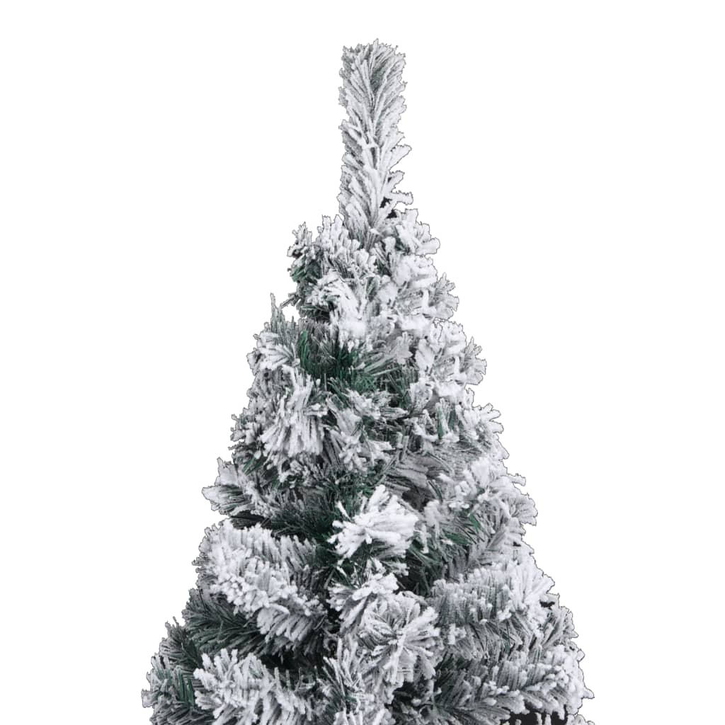 Slim Pre-lit Christmas Tree with Flocked Snow Green 82.7" PVC