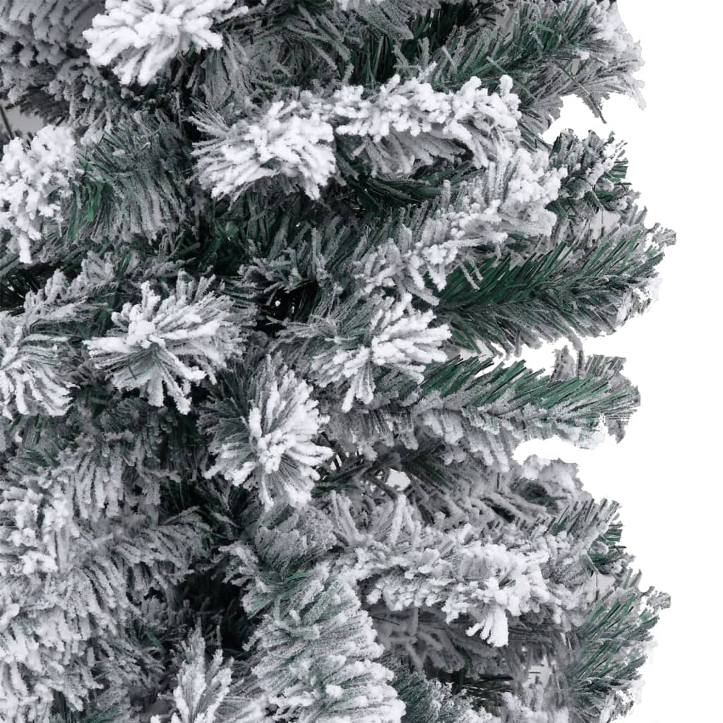 Slim Pre-lit Christmas Tree with Flocked Snow Green 82.7" PVC