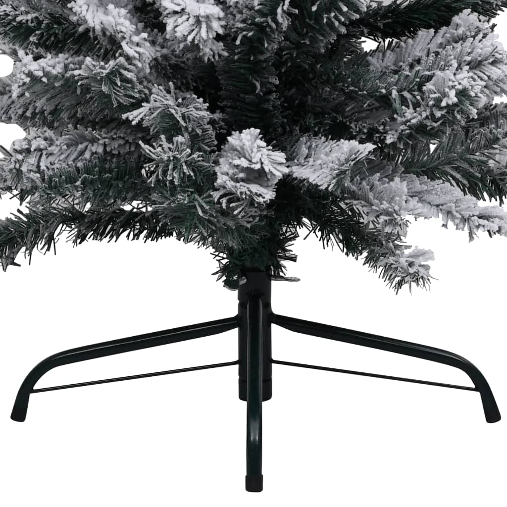 Slim Pre-lit Christmas Tree with Flocked Snow Green 82.7" PVC