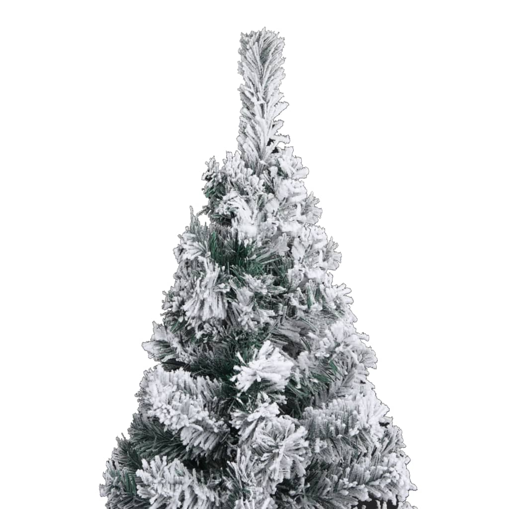 Slim Pre-lit Christmas Tree with Flocked Snow Green 70.9" PVC