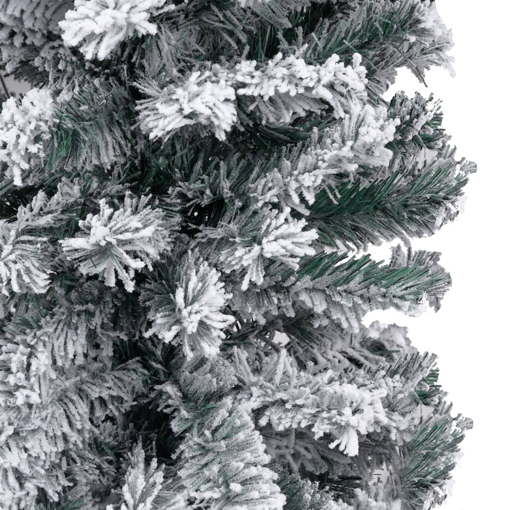 Slim Pre-lit Christmas Tree with Flocked Snow Green 70.9" PVC