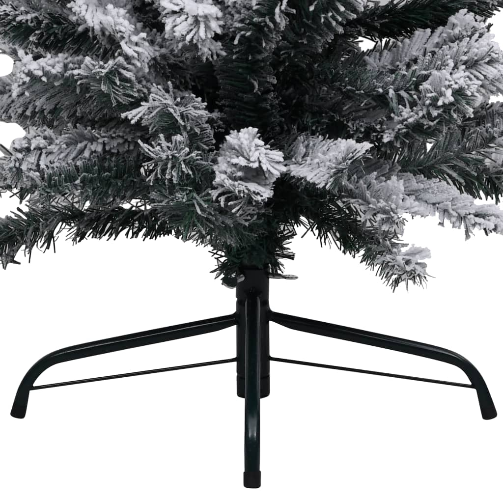 Slim Pre-lit Christmas Tree with Flocked Snow Green 70.9" PVC