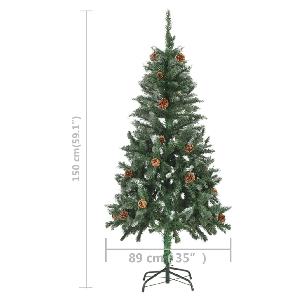 Artificial Pre-lit Christmas Tree with Pine Cones 59.1"