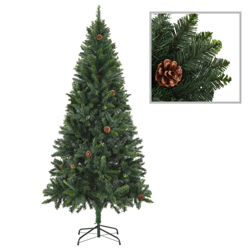 Artificial Pre-lit Christmas Tree with Pine Cones Green 82.7"