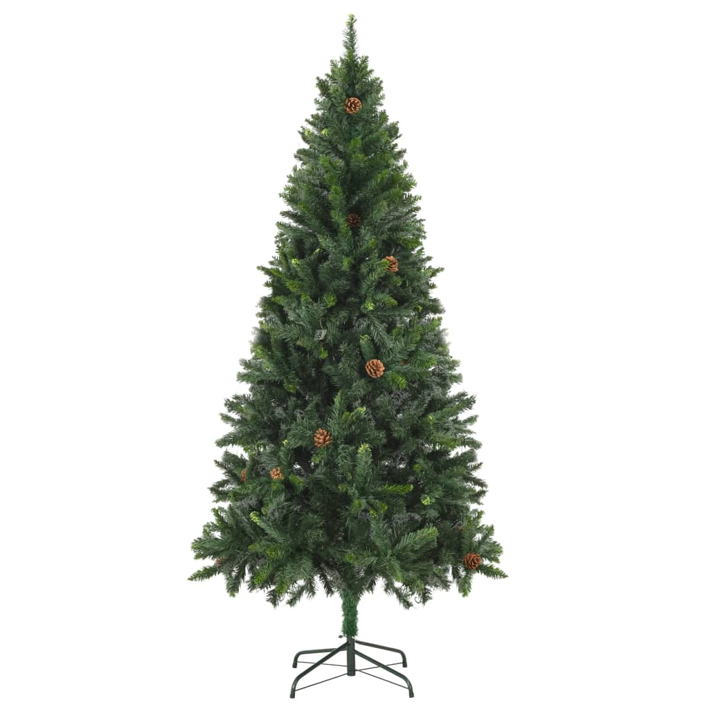 Artificial Pre-lit Christmas Tree with Pine Cones Green 82.7"