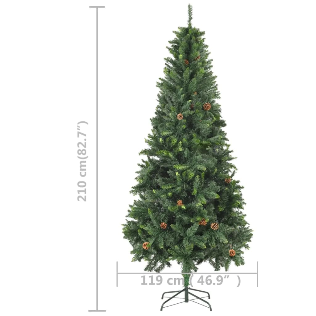 Artificial Pre-lit Christmas Tree with Pine Cones Green 82.7"