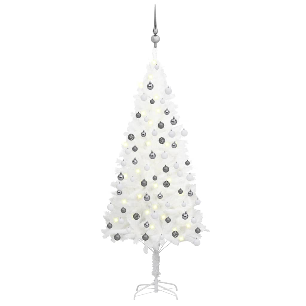 Artificial Pre-lit Christmas Tree with Ball Set White 47.2"