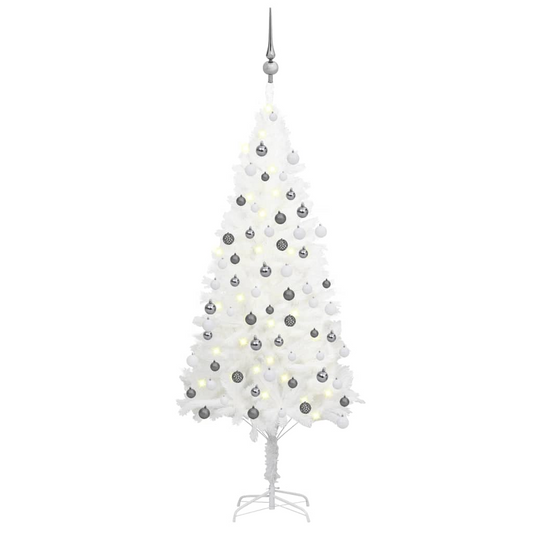 Artificial Pre-lit Christmas Tree with Ball Set White 47.2"