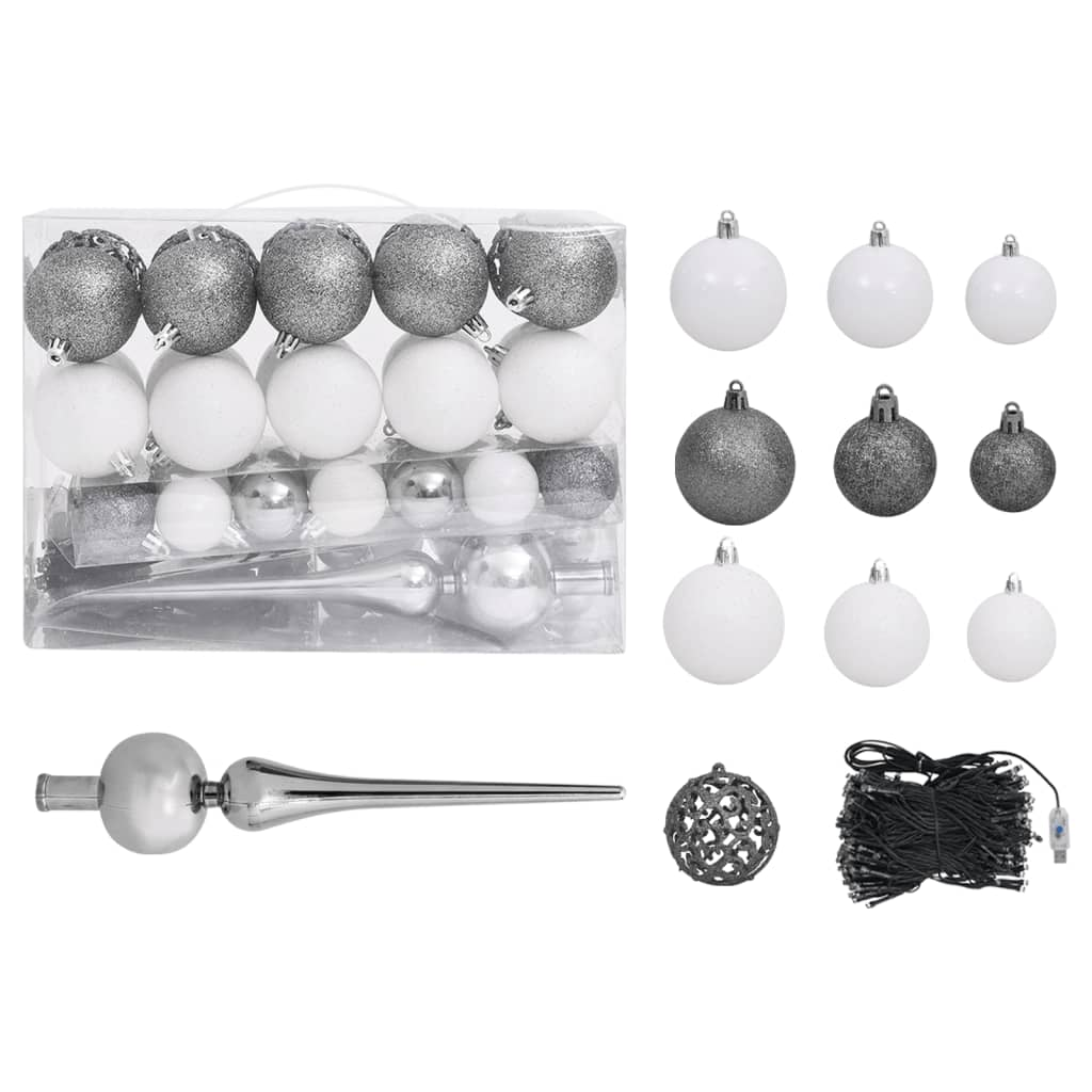 Artificial Pre-lit Christmas Tree with Ball Set White 47.2"