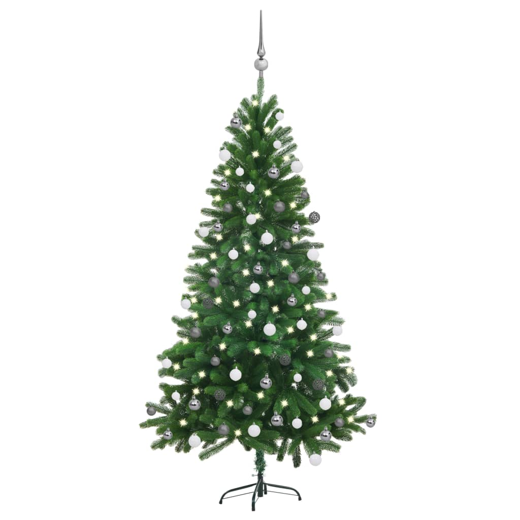 Artificial Pre-lit Christmas Tree with Ball Set 59.1" Green