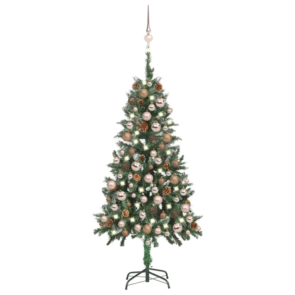 Artificial Pre-lit Christmas Tree with Ball Set&Pine Cones 59.1"