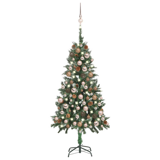 Artificial Pre-lit Christmas Tree with Ball Set&Pine Cones 59.1"