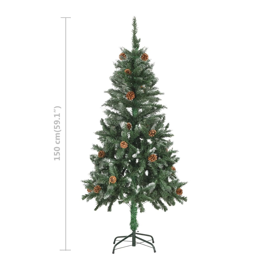 Artificial Pre-lit Christmas Tree with Ball Set&Pine Cones 59.1"