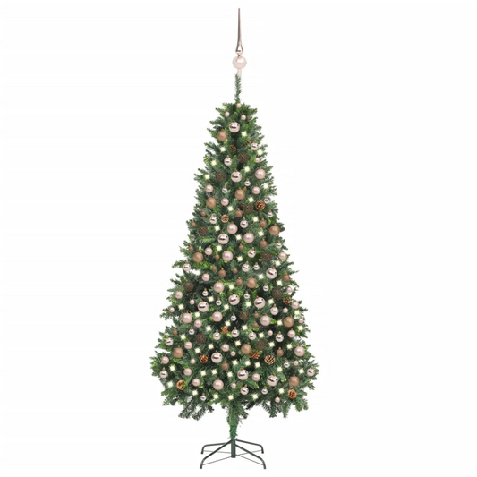 Artificial Pre-lit Christmas Tree with Ball Set&Pine Cones 82.7"