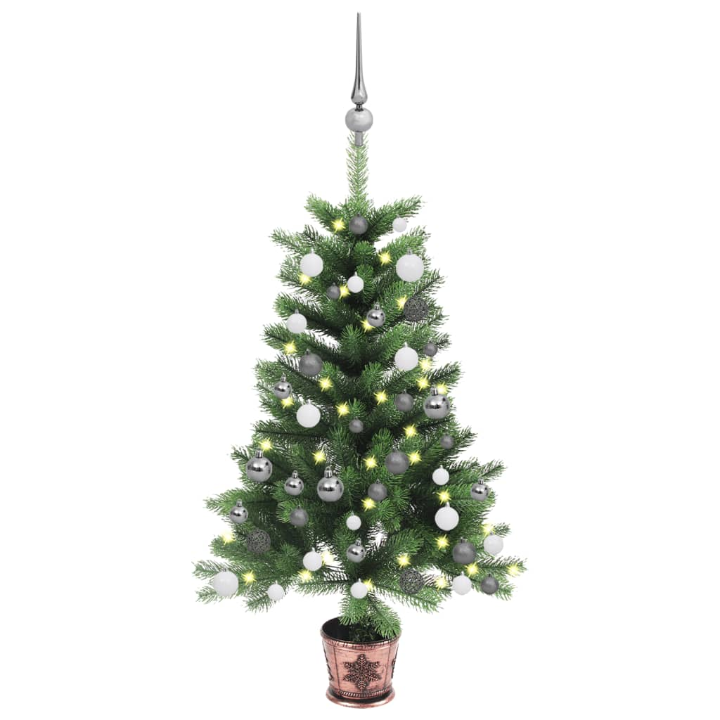 Artificial Pre-lit Christmas Tree with Ball Set 35.4" Green