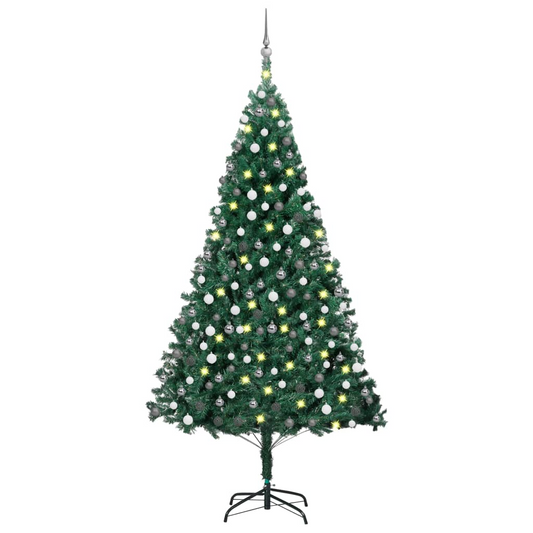 Artificial Pre-lit Christmas Tree with Ball Set Green 82.7" PVC