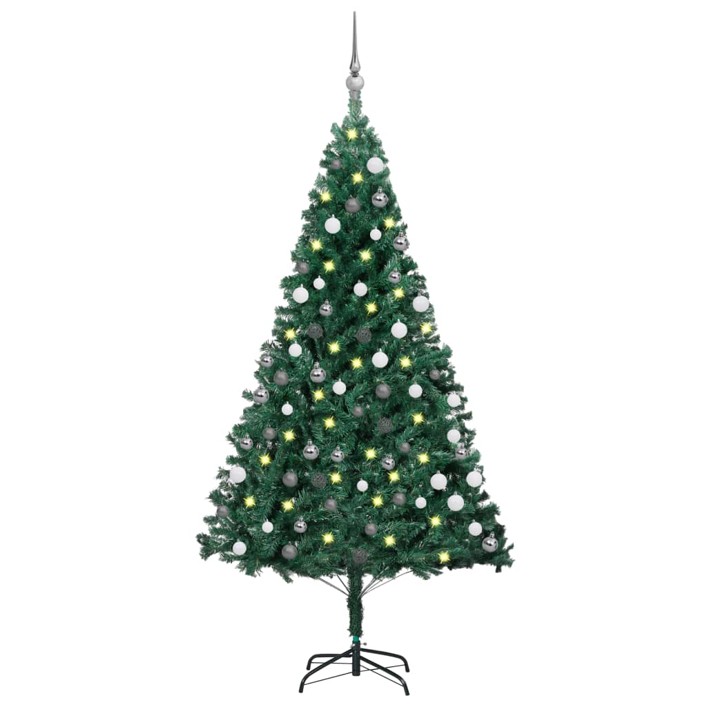 Artificial Pre-lit Christmas Tree with Ball Set Green 70.9" PVC