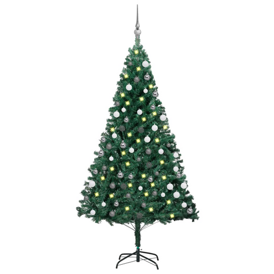 Artificial Pre-lit Christmas Tree with Ball Set Green 47.2" PVC