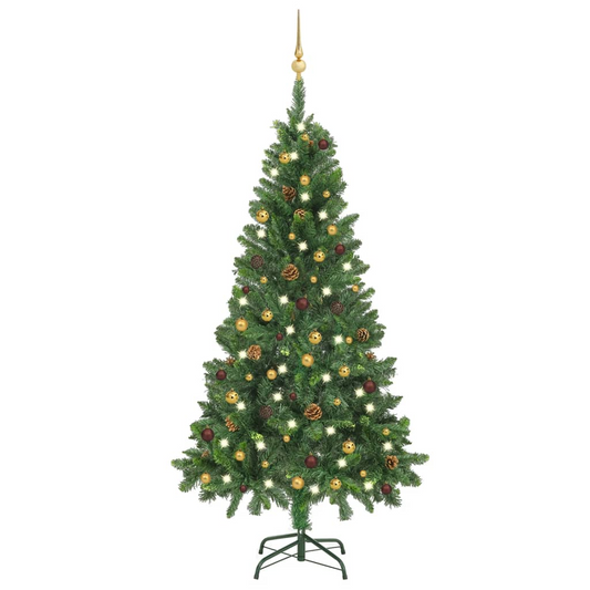 Artificial Pre-lit Christmas Tree with Ball Set Green 59.1"