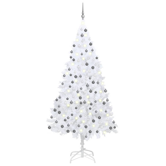 Artificial Pre-lit Christmas Tree with Ball Set White 94.5"