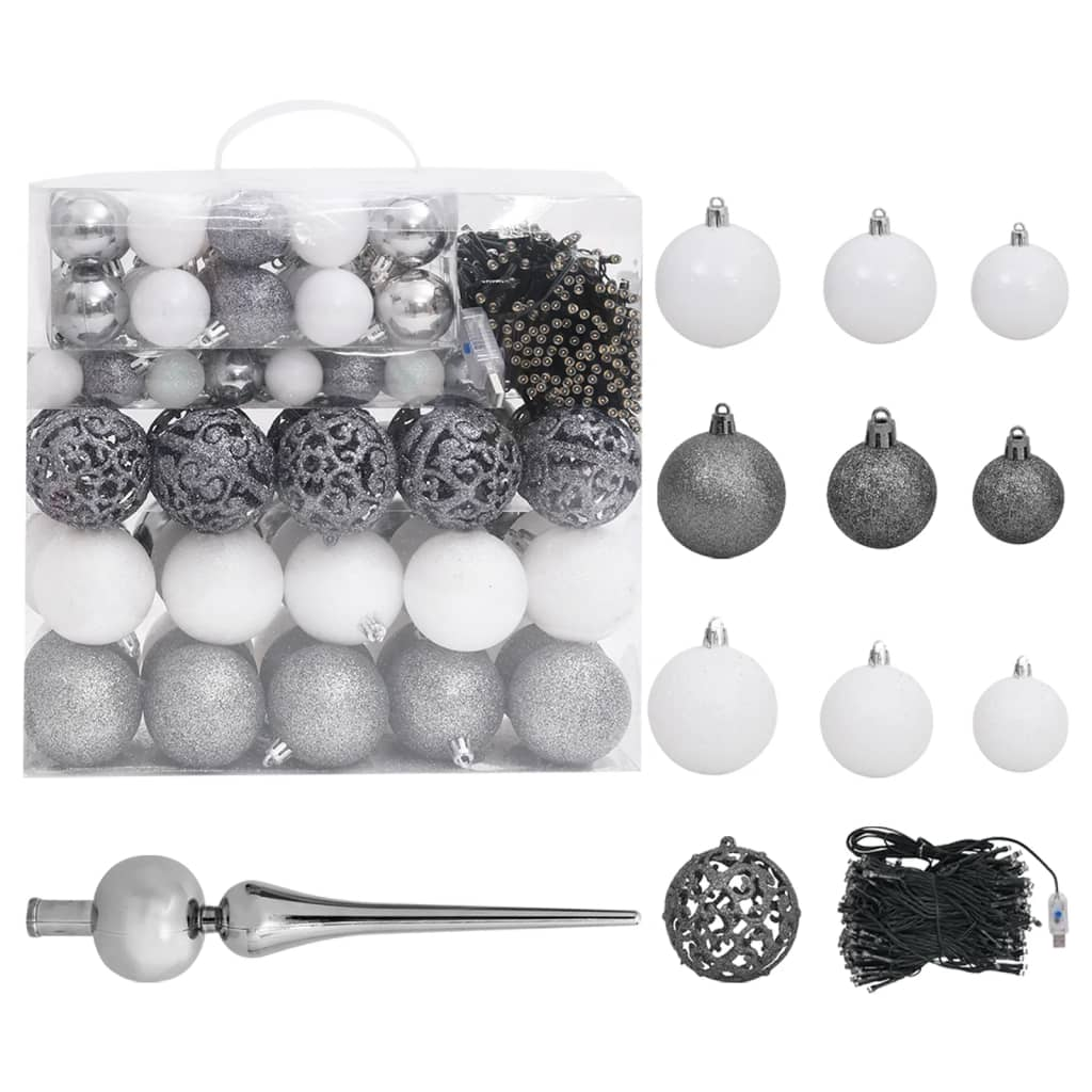 Artificial Pre-lit Christmas Tree with Ball Set White 94.5"