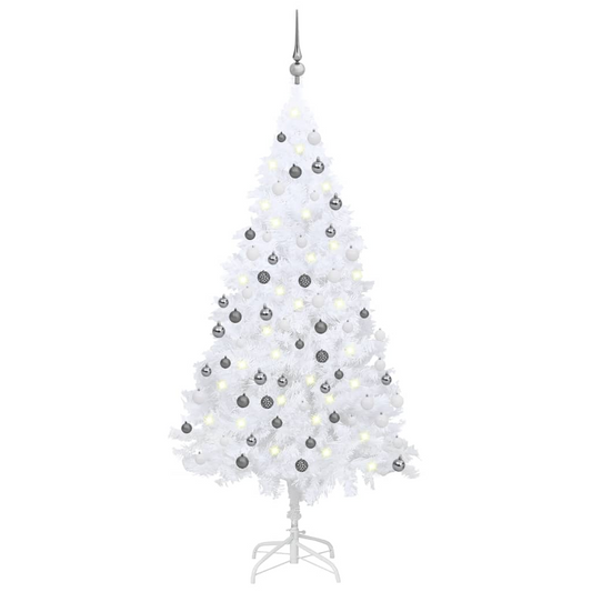 Artificial Pre-lit Christmas Tree with Ball Set White 70.9" PVC