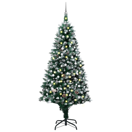 Artificial Pre-lit Christmas Tree with Ball Set&Pine Cones 94.5"